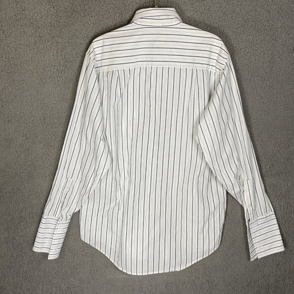Donald Trump Sig Collection 15.5 34/35 White W/Blk Stripped Shirt French Cuff - Picture 3 of 8